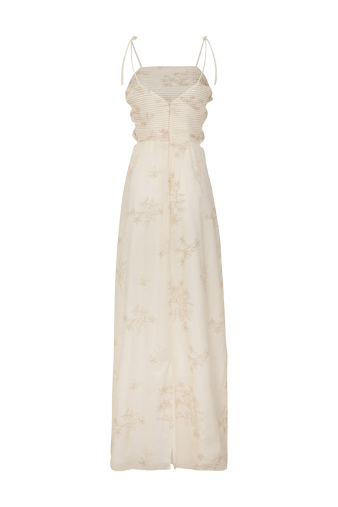 Tejada Pleated Cotton Midi Dress / Ivory Guayacan